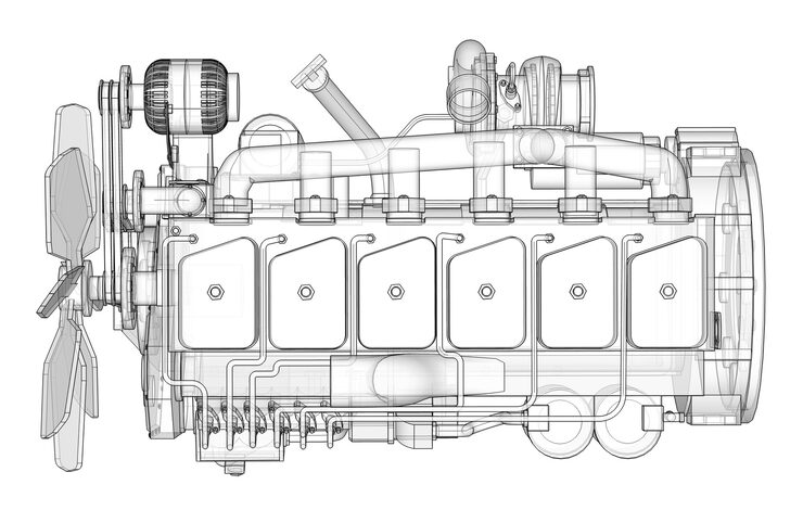 big-diesel-engine-with-truck-depicted-contour-lines-graph-paper-contours-black-line-white-background_101266-3699